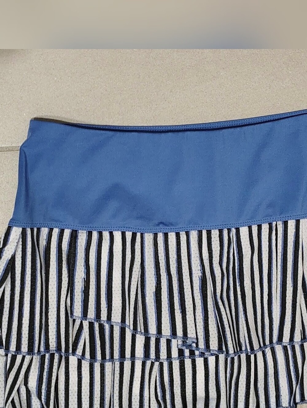 Lucky In Love Tennis Sports Skort Periwinkle Blue Panel w Tiered B/W Stripes M